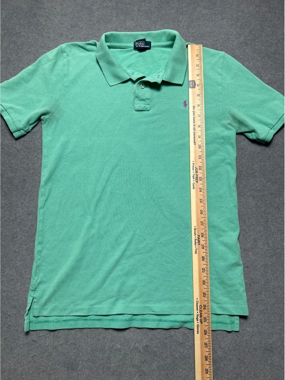 Polo Ralph Lauren Boys XL 18-20 Mint Green Mesh Polo Shirt Purple Pony Cotton